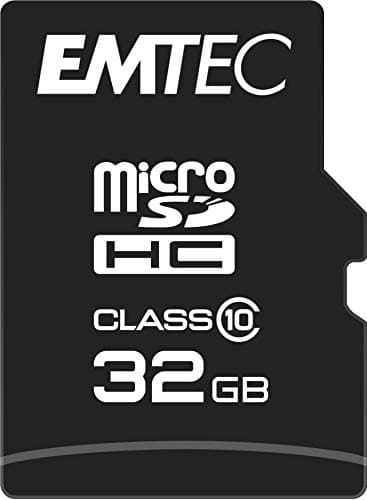 EMTEC, ECMSDM32GHC10CG, Carte microSD 32 Go Classe 10, idéale pour smartphones et tablettes, vitesse de lecture jusqu'à 20 MB/s, écriture jusqu'à 12 MB/s, Couleur noire
