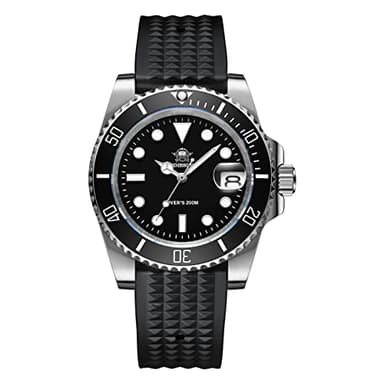 ADDIESDIVE Montre à Quartz pour Homme Montre de plongée en Acier 200M étanche avec Bracelet en Caoutchouc gaufré - Cadran Noir