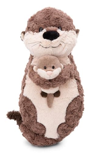 Coussin Loutre Thure Oda & Odalina 40x20cm Gris - Oreiller en Peluche Doux et Durable pour Les garçons, Les Filles, Les bébés et Les Amateurs de Peluches - Idéal Non Seulement pour la Maison