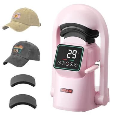 VEVOR Presse à Chaud Automatique pour Casquettes et Chapeaux, Machine de Sublimation avec 2 Plateaux Interchangeables, Écran Tactile pour Un Contrôle Précis du Temps et de la Température, Rose