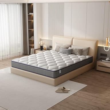 TEENO Matelas 160x200 cm Ressorts Ensaches, Matelas à mémoire de Forme et Ressorts,Matelas Ergonomique,Respirant,Hypoallergénique,Confort Ultra Moelleux,Soutien à Haut Rebond,160 x 200 x 20cm