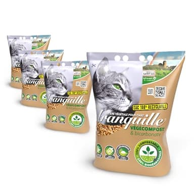 Tranquille - Litière végétale pour Chat agglomérante Vegecompost 4 litres - Lot de 4