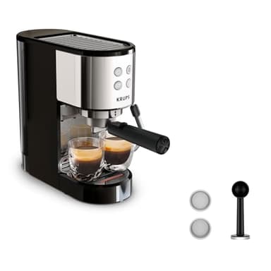 KRUPS Machine expresso manuelle, design compact, espresso et cappuccino, 15bars, buse vapeur, Virtuoso Essential, XP441810, Silver