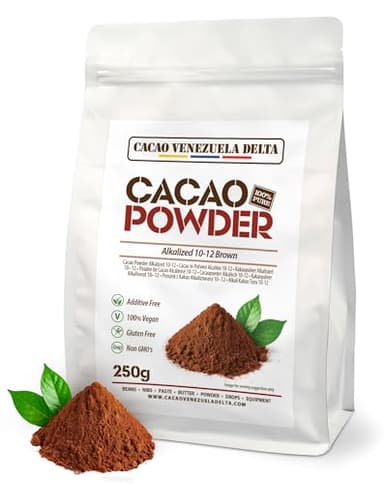 Cacao V Delta Cacao En Poudre Non Sucré 250g- Chocolat En Poudre 10/12 Sans Additifs Idéal Pour Desserts Et Chocolats Riche En Antioxydants Et Acides Essentiels Végétalien, Keto, Paleo, Sans Gluten