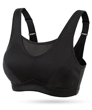 Wingslove Soutien-Gorge Brassiere Sport Femme Grande Taille Impact Elevé sans Armature Non Rembourré Brassière Sport (Noir, 95F)