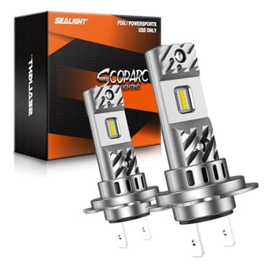 SEALIGHT H7 LED Ampoules améliorées, 1:1 Mini Design 6500K Cool White Light, 22000LM 500% Ultra Bright, 60000+ heures de durée de vie, Pas d'adaptateur nécessaire, Lot de 2, no ventilateur