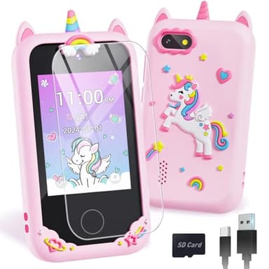 BAISIQI Téléphone licorne pour filles 3-8 ans, cadeaux Noël et anniversaire, jouets d'apprentissage