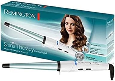Remington Boucleur à cheveux [Conique 13-25mm: Ondulations Naturelles] Shine Therapy (Céramique,Soin à l'huile d'argan marocaine, 8 réglages 150-210°C, Indicateur LED, Pochette) Fer à boucler CI53W