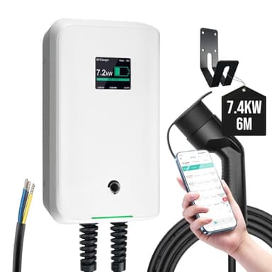 Morec Chargeur ev Type 2 32A 7KW 6M avec APP Prend en Charge la Connexion Standard Bluetooth et WiFi pour la Station de Charge ev Prise IEC 62196-2 Standard