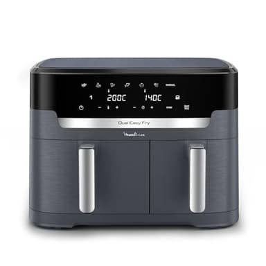 Moulinex Dual Easy Fry XXL, air fryer 2 tiroirs, jusqu'à 10personnes, 7programmes prédéfinis, EZ942BF0, Gris Foncé