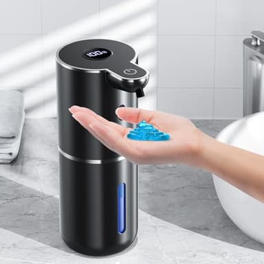 Fachixy Distributeur de Savon Automatique avec Affichage numérique, 380 ML, Distributeur de Savon électrique avec capteur, Montage Mural, sans Contact, Rechargeable par USB, IPX5, étanche pour Salle