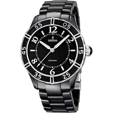 Festina Montre Femme Analogique Acier Inoxydable Céramique Noir - Quartz - Verre minéral Haute résistance - Étanche 5 ATM - Special Prices F16621/2