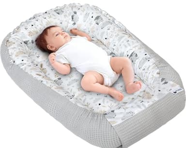 Medi Partners Reducteur de Lit Bebe - Réducteur Bébé 100x60x15cm Cocon et Naissance couffin Nid d'ange 100% Coton Gaufre (Glade avec Gaufre Grise)