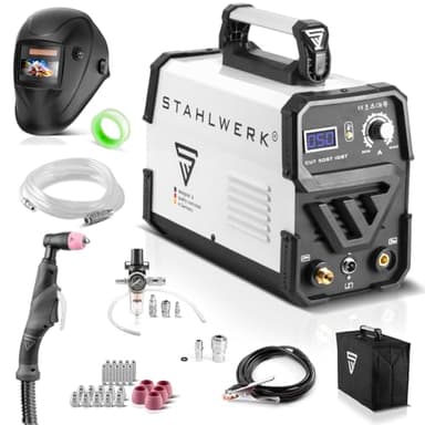 STAHLWERK CUT 50 ST IGBT Découpeuse plasma à équipement complet avec 50 ampères, capacité de coupe jusqu'à 14 mm, convient pour les tôles peintes & la rouille volante