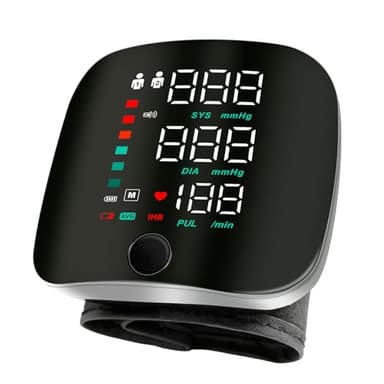 Afenau Tensiomètre de poignet - Rechargeable - Écran tactile LED - Réglable - Moniteur de pression artérielle - Pour adultes et personnes âgées à la maison ou en voyage