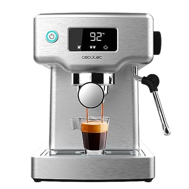 Cecotec Cafetière espresso Power Espresso 20 Barista Compact. 1465 W, Thermoblock, 20 bars, Vaporisateur, 2 tasses de café, Réservoir d'eau amovible de 1,8 litre, Plaque chauffe-tasses.