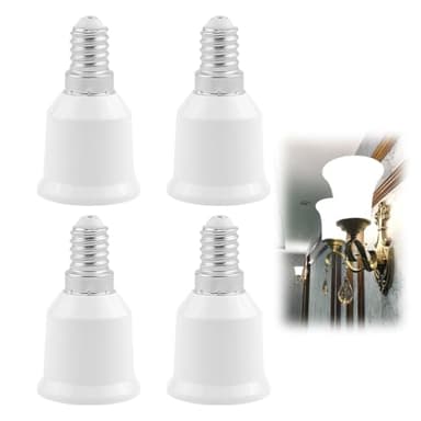 4Pcs E14 vers E27 Adaptateur de Douille Ampoule, Convertisseur Douille E14 vers E27 220V, Adaptateur de Lampe pour Ampoules LED, Ampoules à Incandescence, Lampes CFL, Lampes Halogènes