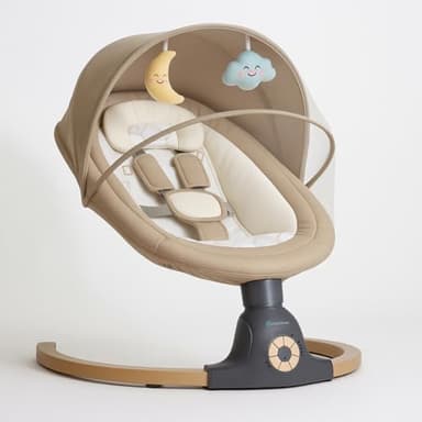 BEBE2LUXE Ava : Balancelle bebe/Transat bebe électrique jusqu'a 9kg, telecommande, bluetooh pour smartphone, harnais de sécurité 5 points