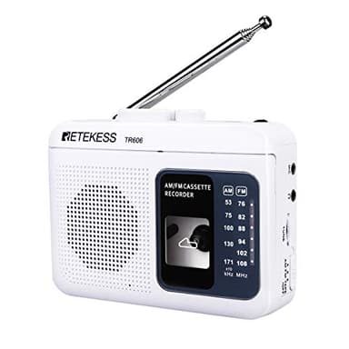 Retekess TR606 Radio Cassette Portable et Enregistreur, Poste Radio FM AM, Enregistreur à Cassette, Prise Casque 3,5mm, Avance et Retour Rapides, Cadeaux Entre Amis(Blanc)