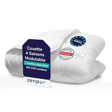 ZenPur Premium Couette 200x200 4 Saisons - 3 en 1 Chaude en Hiver, légère en été, lit 160x200 - Couette 2 Personne. Lavable en Machine à 45°C