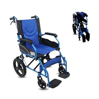 Mobiclinic, Fauteuil roulant de transit, Mod pirámide, Aluminium, Pliable, Frein sur poignées, Pour personnes âgées, Repose-pieds, Accoudoirs, Léger, Siège 46 cm,