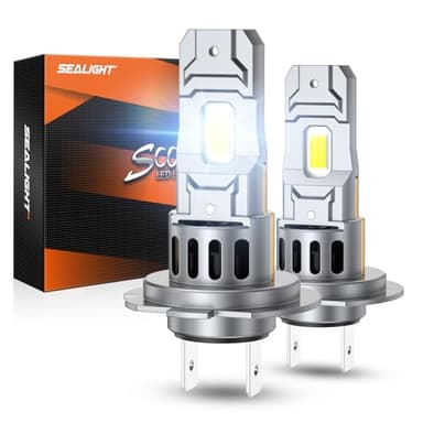SEALIGHT 2026 Ampoules de phare LED H7, 1:1 Mini Size S2S 50000LM 900% Brightness 140W 6500K 25000RPM Cooling Fan, Halogen Replacement, Plug-N-Play, Pack of 2