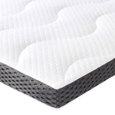 Amazon Basics Surmatelas de Mousse à Mémoire de Forme avec Gel Rafraîchissant Moelleux, 160 x 200 x 7 cm, Blanc