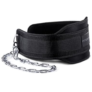 Fitgriff® Ceinture de Musculation Lestée avec Chaine + 2 Mousquetons - Dip Belt pour Haltérophilie, Bodybuilding, Poids, Crossfit, Force, Gym, Gymnastique, Weightlifting (noir, taille unique)