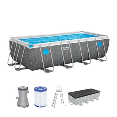 Bestway Piscine Hors Sol rectangulaire Steel Pro Max Splashview - 488 cm x 244 cm x 122 cm - Gris