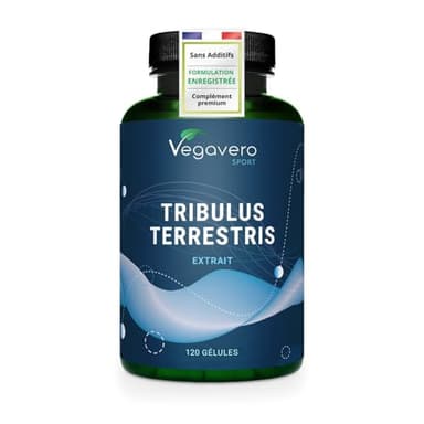 Tribulus Terrestris 10800 mg | DOSAGE ÉLEVÉ + 90% Saponines | Musculation, Énergie, Endurance | 120 Gélules | Sans Additifs et 100% NATUREL | VEGAN | Vegavero®