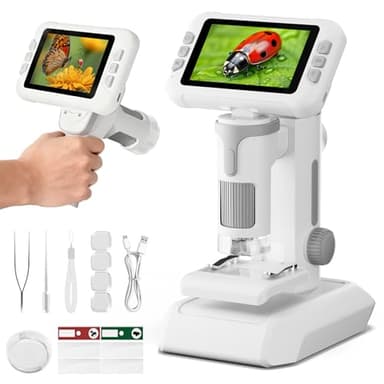 HEWEIMEI 1600X Microscope Enfant, 4,0" Écran Microscope Numérique avec Kit de Lames, Prise de Photos et Vidéos, Jouets Sciences Éducatives, Cadeaux de Noël pour Enfants Élèves de 3 à 12 Ans