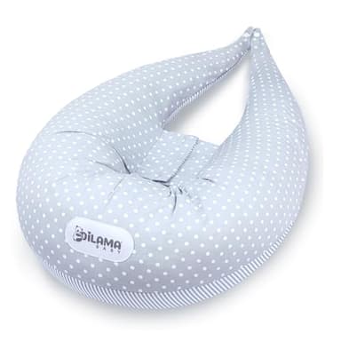 Dilamababy Coussin de Grossesse et d’Allaitement en Flocons de Mousse Mémoire et Boules de Fibre – Oreiller de Maternité Ergonomique – Housse Coton Amovible – Fabriqué en Italie