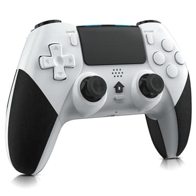 Holilo Manette Sans Fil pour PS-4, Manette Jeux Compatible avec P4/Pro/Slim, avec Dual Vibration, Capteur Gyroscopique à 6 Axes, Panneau Tactile Haute Précision-Blanc