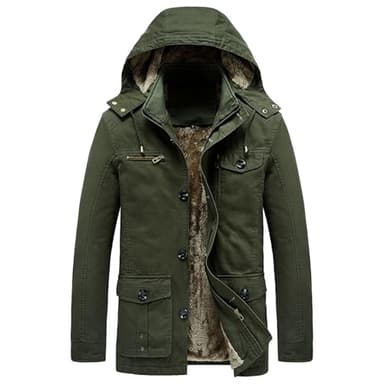 Parka d'hiver épaisse pour homme, manteau militaire chaud pour homme, coupe-vent imperméable avec capuche amovible, 1353-Vert armée, taille L