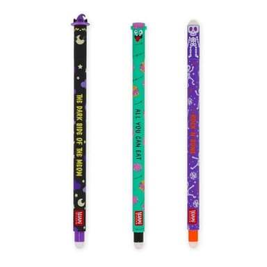 Legami - Set de stylos effaçables Halloween 2025, Set Erasable, The Boo Crew, stylos à encre effaçable thermosensible, noir, violet, orange, efface sans abîmer le papier