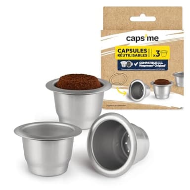 CAPSME - Pack 3 Capsules Réutilisables Rechargeables Compatibles avec Nespresso Original - Vendues sans opercules