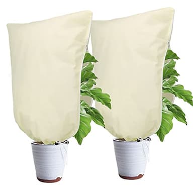 Verdenu 2PCS 100 * 80cm Housses de Protection pour Plantes, 80g/㎡ Sac de Protection pour Plantes avec Fermeture éclair et Cordon de Serrage Protection Contre Le Gel Contre Les la Neige (100 * 80cm)
