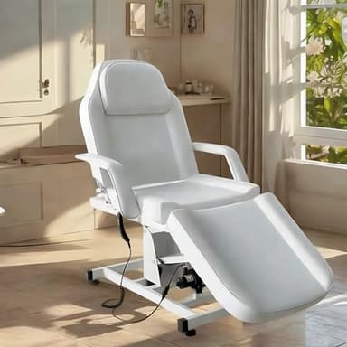 Table du Massage Réglable Lit du Massage Pliante Electrique pour Salon Professionnel et Maison, 82 cm (L) x 180 cm (l) x 63-87 cm (H) (Blanc)