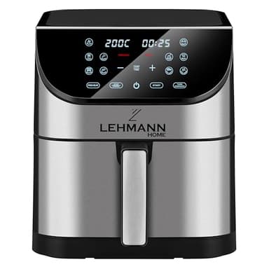 Lehmann Friteuse à air chaud XXL 1800 W, friteuse sans huile 8L avec jusqu'à 10 programmes, Air Fryer avec écran tactile LED numérique, réglage de la température 76-200°C