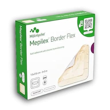 Pansement adhésif en mousse de silicone souple Mepilex Border Flex - 7,5 x 7,5 cm - Pansement stérile