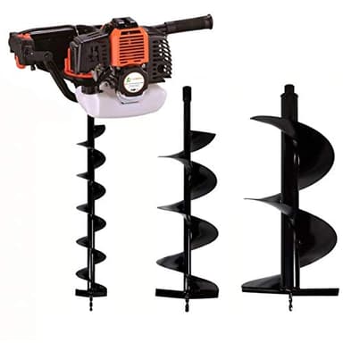 GT Garden Tarière Thermique 52 cm3-3 CV + Lot de 3 mèches (100, 200 et 300 mm)