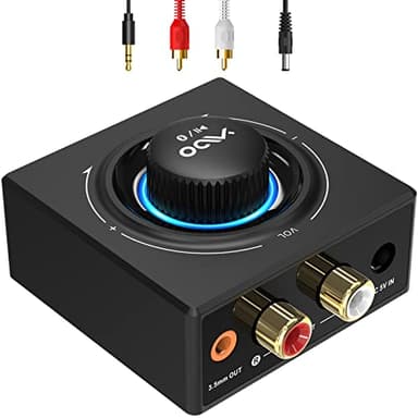 YMOO Recepteur Bluetooth 5.3, RCA 3,5 mm Jack AUX Adaptateur Bluetooth SBC AAC,Stereo Audio HiFi Receiver pour Smartphone, Tablette, Ordinateur Portable, Enceinte Home Cinema,100ft