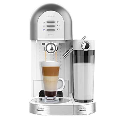 Cecotec Machine à Café Semi-automatique Power Instant-ccino 20 Chic Serie Bianca. 1470 W, 20 Bars et Thermoblock, Elle convient pour café moulu et en dosettes, Réservoir 1,7 L