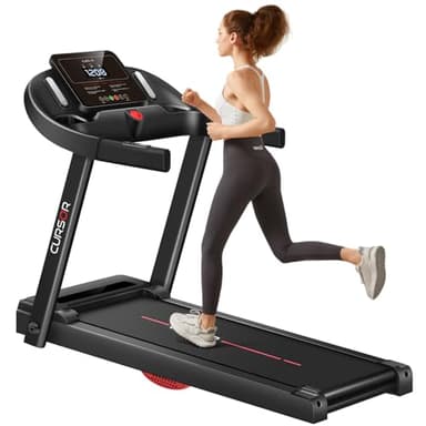 CURSOR Tapis de Course Pliable 14KM/H,Tapis de Marche Electrique Pliable avec poignée Moniteur de Fréquence Cardiaque,APP et Moteur Silencieux amélioré,Treadmill Home Foldable Charge Max 136KG (Noir)
