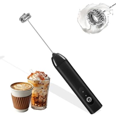 Mousseur à Lait Portatif à Double Fouet, Mousseur à Lait Rechargeable USB à 3 Vitesses, Mini Fouet Electrique Manuel Pour Café/Latte/Cappuccino/Fouetter Les œufs (Noir)