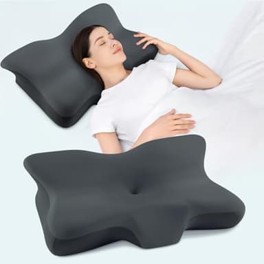 Silkena Oreiller Ergonomique Cervical,Oreiller Cervical pour Dormir,Oreiller en Mousse Mémoire Respirant,Adapté pour Ceux Qui Dorment sur Le Côté,sur Le Dos ou sur Le Ventre