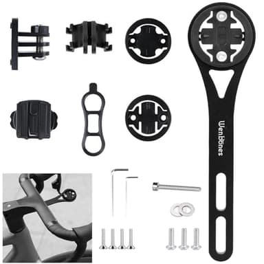 Wenbones Support pour ordinateur de vélo intégré, support de vélo en alliage d'aluminium Out Front, supports pour Wahoo, Garmin, Bryton, GIT, caméras d'action et lumière