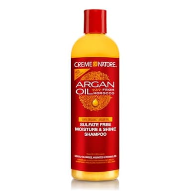 Creme of Nature Argan Oil, Shampoing Hydratant à l’Huile d’Argan du Maroc, Shampooing Nettoyant et Nourrissant, Soin des Cheveux Bouclés Frisés Crépus, Sans Sulfates - Flacon de 355ml