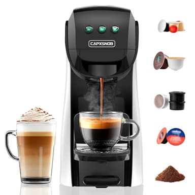 Warriors1 Machine à Café Capsule 5en1 pour Nespresso, Dolce Gusto, Lavazza A Modo Mio, FAP Espresso Point et Café Moulu, 20 bar, 0,8L, Température et Quantité Réglables, Compacte pour Maison et Bureau