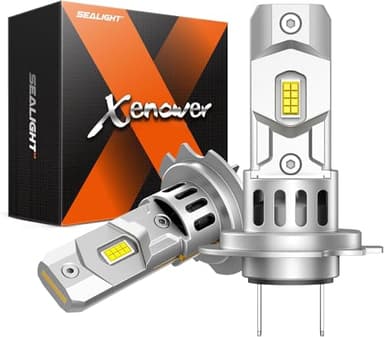SEALIGHT Ampoule H7 LED 140W 40000LM, 7 fois super luminosité, format mini 1:1 avec ventilateur de refroidissement 14000 rpm, 900% 6500K blanc froid, Plug and Play, Pack de 2